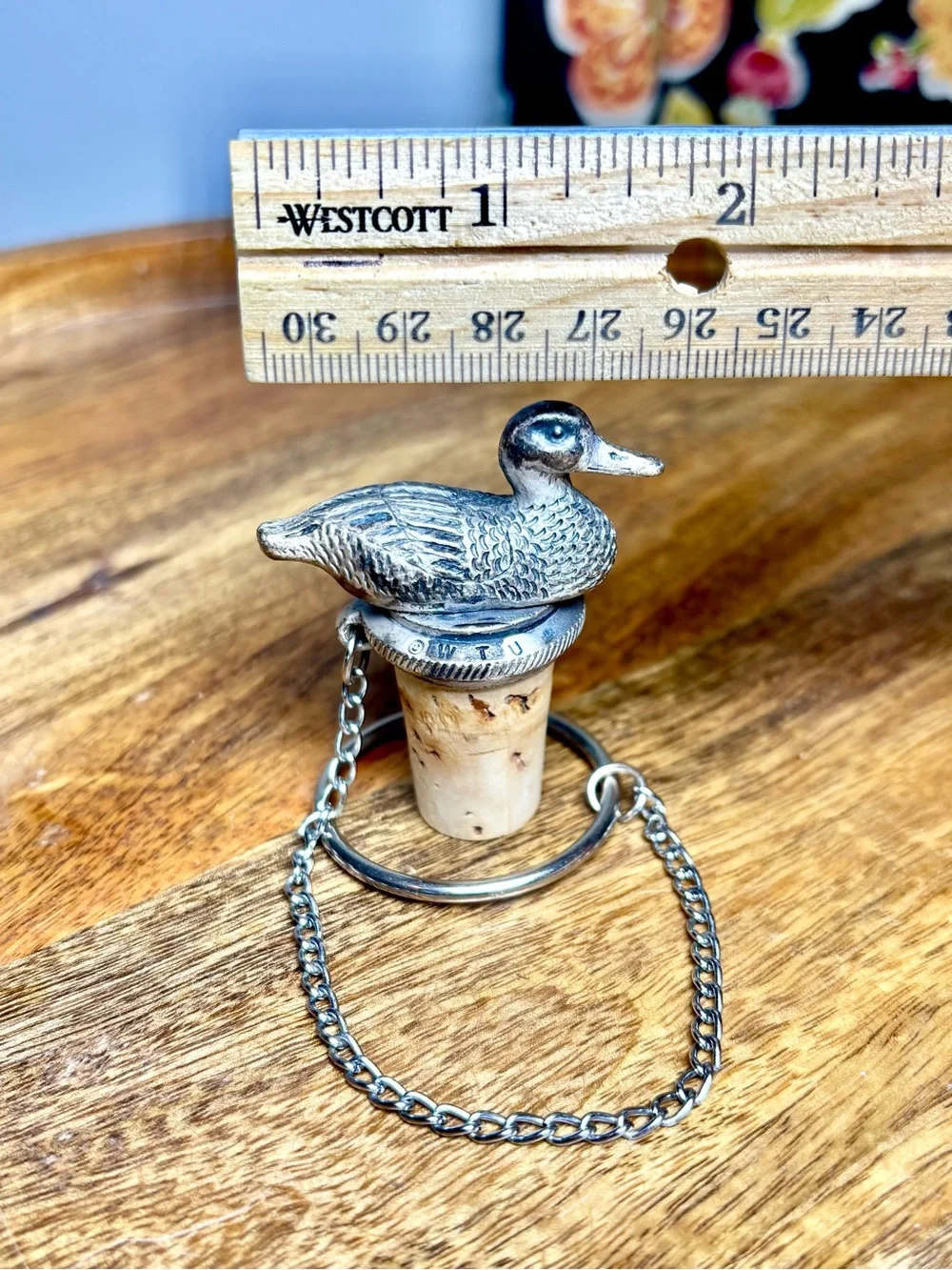 WTU Mallard Duck Heavy Pewter Wine Bottle Cork Topper With 6.5